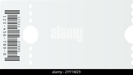 Clothing tag featuring a barcode and numeric details, designed with round holes for easy attachment to garments. Providing ample space for pricing and Stock Vector