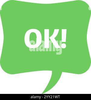 Green speech bubble featuring an ok message, expressing agreement and approval while effectively communicating positive feedback and acceptance in a Stock Vector