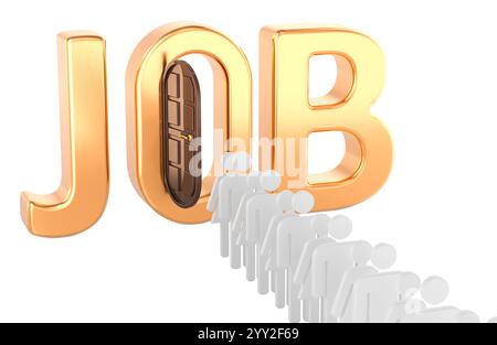 Man and woman silhouettes figures are waiting for a job. Job market, concept. 3D illustration isolated on white background Stock Photo