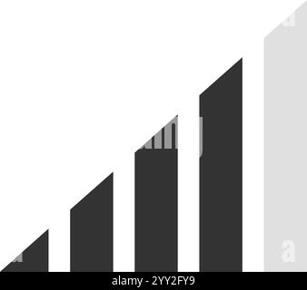 Minimalist bar chart illustrating steady growth, with the final bar nearly reaching the target, representing achievement, success, and progress in Stock Vector