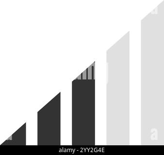 Simple and minimalist bar chart featuring dark and light gray bars illustrating rising profits over time against a clean white background, emphasizing Stock Vector