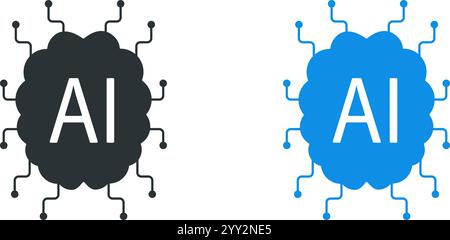 Illustration about artificial intelligence in the form of a human brain, flat vector illustration Stock Vector