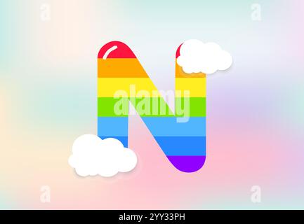 Letter Rainbow patterns design, abstract rainbow letter for kids, love, family and School concept vector illustration design Stock Vector