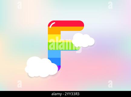 Letter Rainbow patterns design, abstract rainbow letter for kids, love, family and School concept vector illustration design Stock Vector