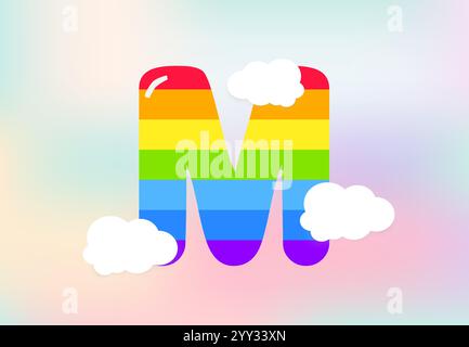 Letter Rainbow patterns design, abstract rainbow letter for kids, love, family and School concept vector illustration design Stock Vector