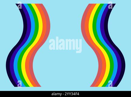 Rainbow on light blue background with space for text for celebration of children concepts design vector Stock Vector