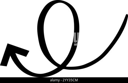 Bold, black arrow curls and swirls upwards, symbolizing continuous growth, progress, and positive momentum in a dynamic and visually engaging way Stock Vector