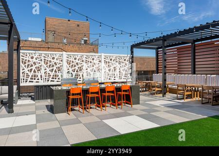 Curated visual reference: Visual Reference: Apartment Building Roof Deck Showing Pergola With Seating And Grill