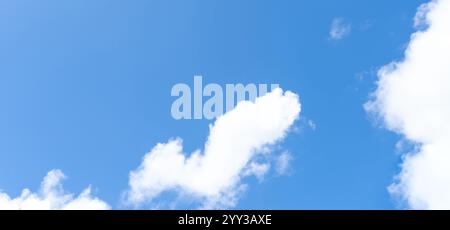 Low angle view of beautiful blue sky with strange shape of clouds in the morning or evening in sunny day is used as natural background texture Stock Photo