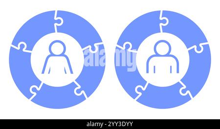 Ratio of men to women, puzzle diagram. Flat vector illustration isolated on white Stock Vector