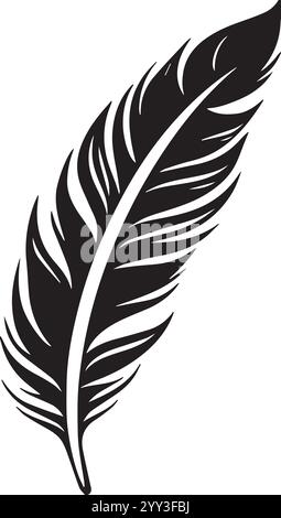 Feather silhouette vector icon image with isolated on white background. Simple and minimalist icon design for sign or logo. Stock Vector