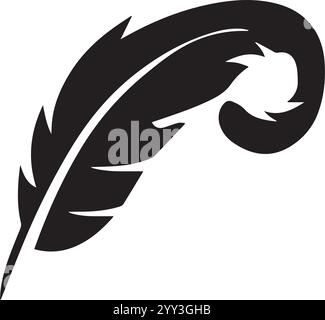 Feather silhouette vector icon image with isolated on white background. Simple and minimalist icon design for sign or logo. Stock Vector