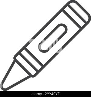 Office stationery crayon icon in flat style. Pencil vector illustration on isolated background. Felt pen, marker sign business concept. Stock Vector