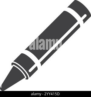 Office stationery crayon icon in flat style. Pencil vector illustration on isolated background. Felt pen, marker sign business concept. Stock Vector