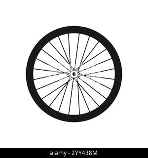 Bike Bicycle wheel vector icon. Bicycle wheel symbol. Bike rubber. Mountain tyre. Valve. Fitness cycle. Motor Bike. Vector Stock Vector