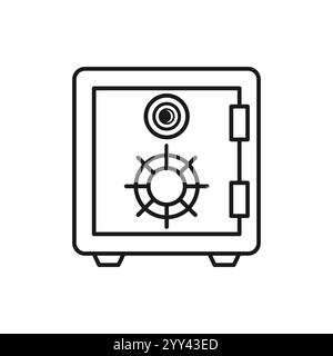 Bank safe box icon. Outline symbol closed safe. Vault pictogram. Vector illustration. Stock Vector