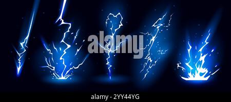 Lightning strike bolt silhouettes sequence vector illustration. Stock Vector