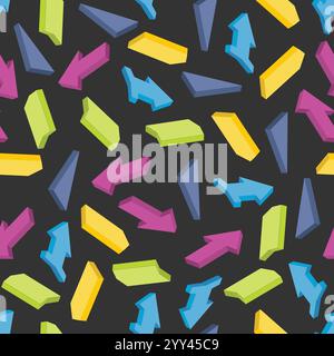 Seamless pattern with colorful isometric arrows. Vector illustration Stock Vector