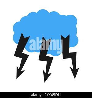 A cloud with a thunderstorm. Vector illustration. Stock Vector