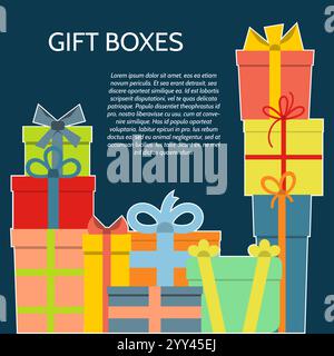 Background with a colorful gift boxes. Vector illustration. Stock Vector
