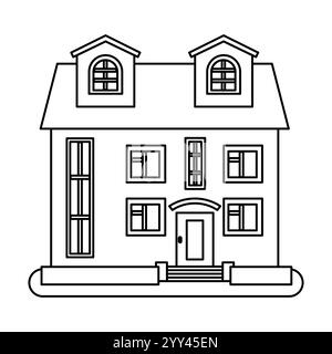 Cottage house - modern thin line design style vector illustration on ...