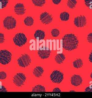 Seamless pattern with hand drawn scribble smear circle. Abstract grunge texture. Vector illustration Stock Vector