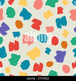 Seamless pattern with multicolor hand drawn scribble smear on white background. Abstract grunge texture. Vector illustration Stock Vector