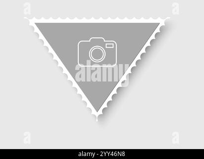 Postage stamp frame. Empty border template for postcards and letters. Blank triangle postage stamp with perforated edge. Stock Vector