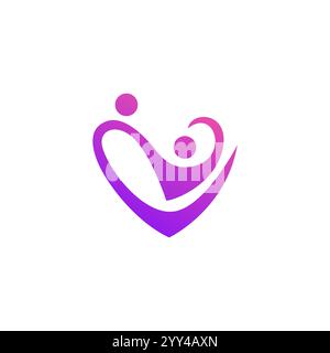 people and heart shape icon. Vector logo template. love mom logo Stock Vector