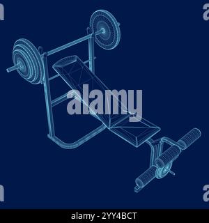 Bench Press wireframe, Vector Illustration Stock Vector