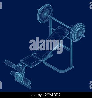 Bench Press wireframe, Vector Illustration Stock Vector