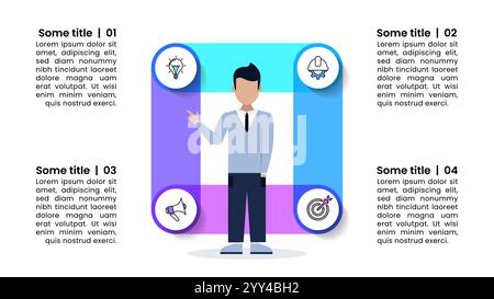 Infographic template with icons and 4 options or steps. Person. Can be used for workflow layout, diagram, banner, webdesign. Vector illustration Stock Vector