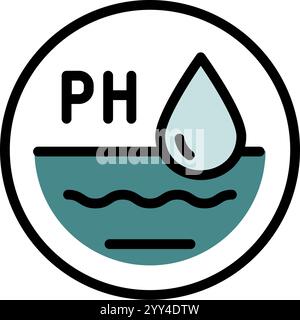 Water Quality and Water Treatment Vector Color Icon. PH Balance and Laboratory Bacterial Research. From Water Drop to Analysis, H2O Hygiene. Simple ve Stock Vector