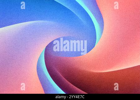This artwork features swirling gradients of blue and peach hues, forming a dynamic composition The grainy textures add depth and visual interest, maki Stock Photo