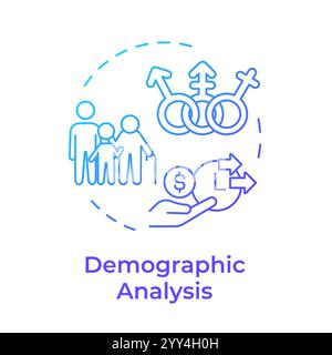 Demographic analysis blue gradient concept icon Stock Vector