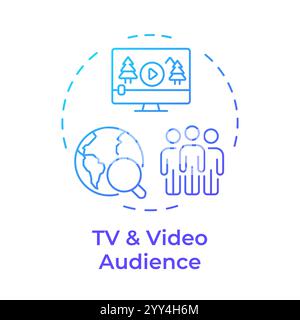 TV and video audience blue gradient concept icon Stock Vector