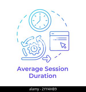 Average session duration blue gradient concept icon Stock Vector