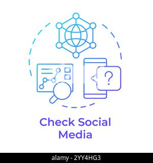 Check social media blue gradient concept icon Stock Vector