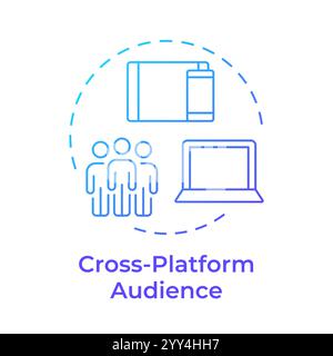 Cross platform audience blue gradient concept icon Stock Vector