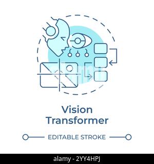 Vision transformer soft blue concept icon Stock Vector