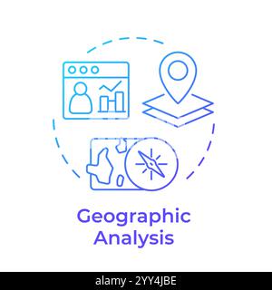 Geographic analysis blue gradient concept icon Stock Vector