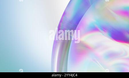 This multi-colored 3D neon render features smooth shapes with light refractions creating a dreamy, iridescent background. Stock Photo