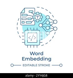 Word embedding soft blue concept icon Stock Vector
