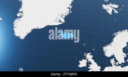 Simple white 3D map of Iceland. 3D Rendering Stock Photo - Alamy