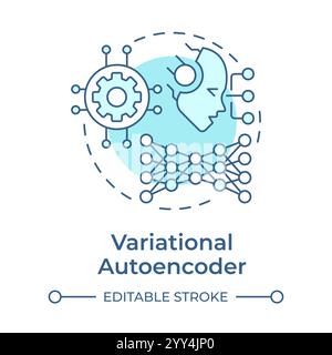 Variational autoencoder soft blue concept icon Stock Vector
