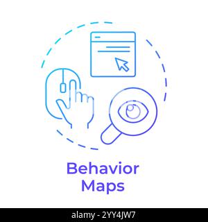 Behavior maps blue gradient concept icon Stock Vector
