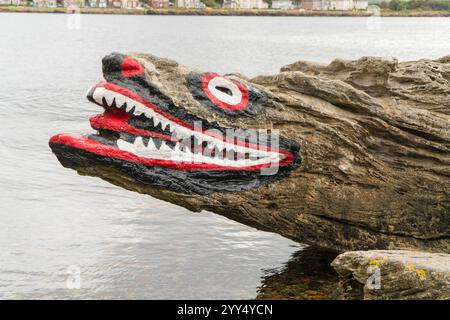Crocodile Rock a feature that was painted over a 100 years ago and is now kept in pristine condition, Millport Isle of Cumbrae Scotland UK. September Stock Photo