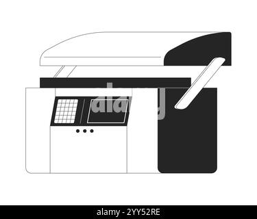 Hydraulic press brake machine black and white 2D line object Stock Vector