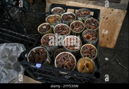 Non Exclusive: ZAPORIZHZHIA, UKRAINE - DECEMBER 17, 2024 - Trench candles made for the needs of the Armed Forces of Ukraine at the Palianytsia volunte Stock Photo