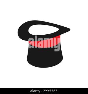 magic hat, gentleman hat cylinder with ribbon icon, symbol, design. vector illustration isolated on white background. Stock Vector